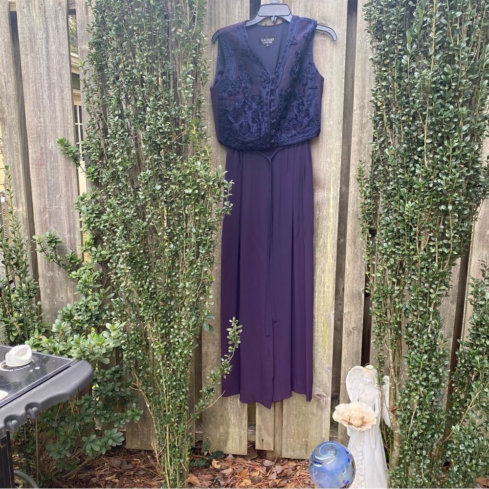 LAUNDRY By Shelli Segal Vintage Embroidered Jumpsuit Size 4 - Picture 4 of 8